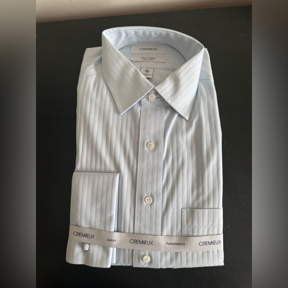 Daniel Cremieux Men's Light Blue Pinstripe Dress Shirt